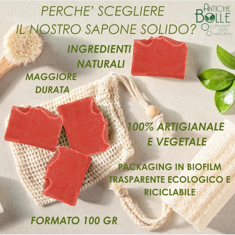Antiche Bolle - Natural solid soap with olive oil, pomegranate