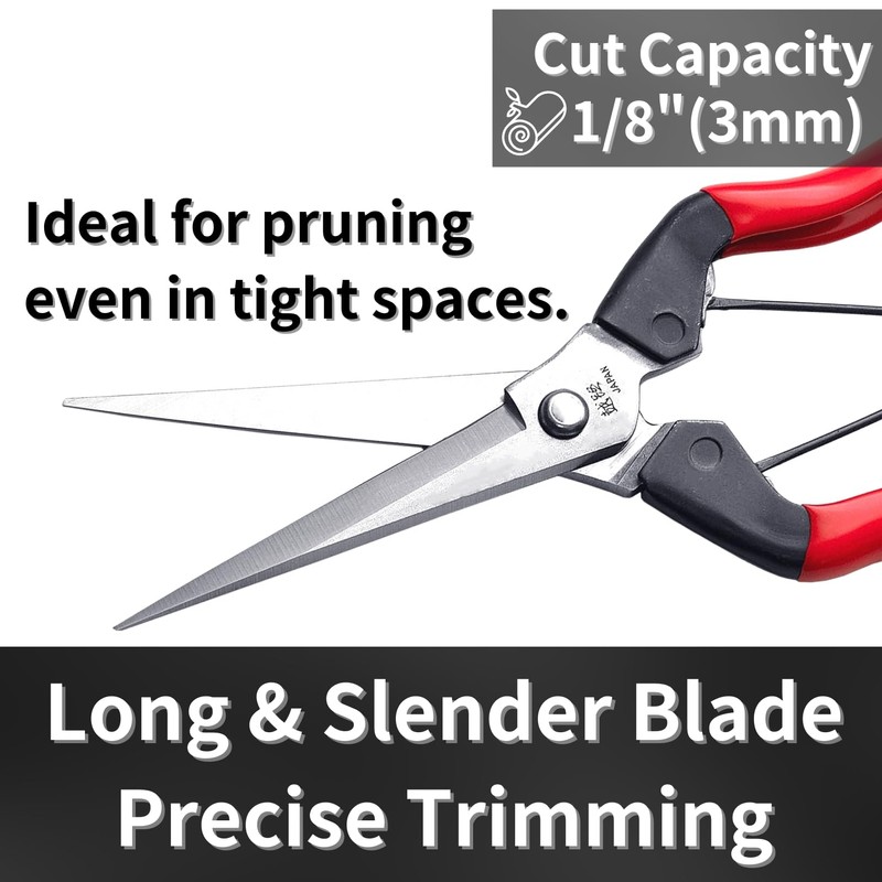 RANSHOU Japanese Garden Shears Long Blade 7.9" for Plants -