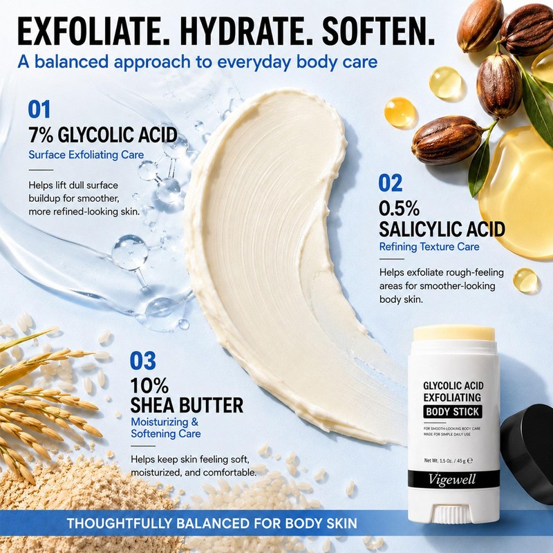 Glycolic Body Stick, Exfoliating Care for Smoother Skin, 1.5 Oz