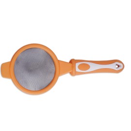 Generic Plastic Fine Mesh Strainers for Kitchen, Colander-Skimmer with Handle, Plastic Sieve Sifters for Food, Rice, Oil, Noodles, Fruits, Vegetable, Tea Strainer - Orange, 24 x 9 cm