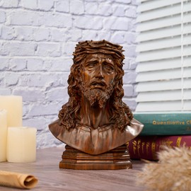 BGCarvedGrace Jesus Christ Bust Statue, Crown of Thorns