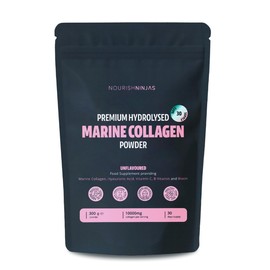 Nourish Ninjas Collagen Powder Nutritional Supplements - 300g Hydrolyzed Collagen Marine Collagen with Hyaluronic Acid, Vitamin C, Biotin – Highly Concentrated Collagen 10000mg