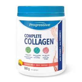 Progressive Progressive Complete Collagen Tropical Breeze, Canadian-Made, for Healthier Hair, Skin, Nails and Joints. Grass-Fed Non-GMO with Antioxidants, Hydrolyzed with Vitamin C for Best Absorption, 500 g