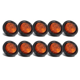 Partsam 10x Amber 2" Round Sealed Led Clearance Marker Light 4LED [DOT Approved], Reflective 2 Inch Round Trailer Led Side Marker Lights Lamps Kit Flush Mount with Grommet&Wire Pigtails