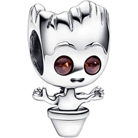 Beads R Us ® Dancing Groot swaying in his pot crafted in Sterling Silver - Compatible with all European style Charm Bracelets, Necklaces and Anklets.