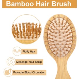 Mini Hairbrush, Handbag Hairbrush, Kids Hair Brush for Travel, Home, Bamboo Mini Brush with Cushion for Women Men Kids All Hair Types