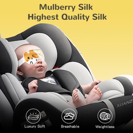 Mini Nomad 100% Silk Sleep Mask for Baby, Extra Wide Adjustable Velcro Strap, 100% Block Light, Travel Essential for Flight and Roadtrip. Cute Soft Breathable Kids Eye Masks for Sleep Aids (Apricot, X-Small)