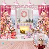 Pink Christmas Fireplace Backdrop Pink Xmas Tree Photography Background Winter
