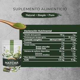 TGB SUPERFOODS  Matcha 100 Puro  T Verde en Polvo  Superalimento Natural, Vegano, Eco Friendly, Sin azucar y Gluten Free  Alto en Vitaminas,...       