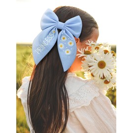 SWEETV Hair Bows For Girls Baby Girls Hair Clip Spring Flower Hair Barrettes Fable Hair Bows Handmade Cotton Linen Hair Accessories for Little Girl Toddler Kids Teens