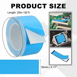 PATIKIL Thermal Adhesive Tape, 25m x 55mm x 0.2mm Double Side Adhesive Thermal Conductive Tape for Heatsink LED GPU Modules Computer CPU IC Chip, Blue
