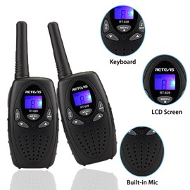 Retevis RT628 Walkie Talkies, Long Range Walkie Talkies for Adults, Belt Clip Key Lock Crystal Voice, Family Two Way Radios 4 Pack with for Camping Hiking(Black,4 Pack)