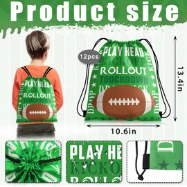 LANGFON 12 Pack Football Party Favor Drawstring Bags Sports Football Costume Backpack Favor Candy Treat Bags for Super Bowl Birthday American Football Game Themed Sports Party Decoration Supplies