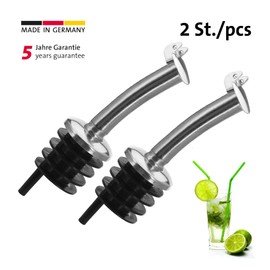 Westmark 2 Spirit Pourers for Bottles, with Flap and Trachea, Plastic Cork/Brass, Nickel-Free, Classic Standard, Black/Silver, 42522280