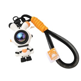 SXQYBZ Creative Cartoon Love Lightning Astronaut Rabbit Keychain，Resin Animal Pendant Metal Keychain, Backpack Car Keychain (Black)