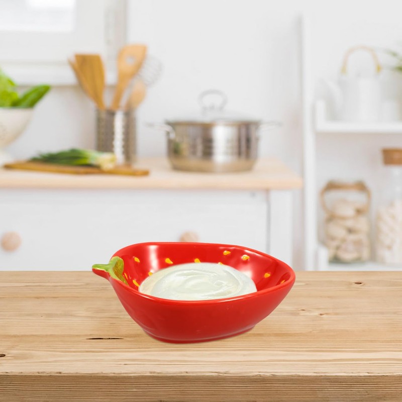 Zerodeko Strawberry Ceramic Bowls Porcelain Fruit Shape Serving Bowls Deep