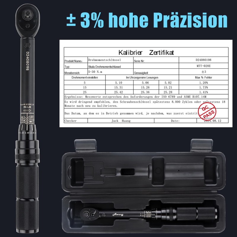 Awang Torque Wrench 1/4 inch, 5-25 Nm Torque Wrench Bicycle