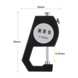 HARFINGTON Thickness Gauge 0-20mm | 0.1mm Mechanical Dial Thickness Tester Handheld Measurement Tool Flat Head for Leather, Paper, Sheet Metal, Black
