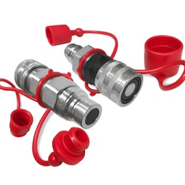 TL36 Flat Face to Ag style Quick Coupler Adapter Set 1/2" body size Convert Tractor Hydraulic to Bobcat Coupling (ISO 16028 to ISO 5675) w/Dust Caps