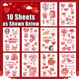 Partywind Glitter Valentine's Day Tattoos for Kids, Heart Love Tattoo Stickers for Kids Valentines Party Supplies Decorations, Goodie Bag Stuffers Prize for Kids Classroom Exchange Games