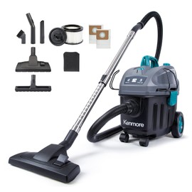 Kenmore KW3050 Wet Dry Canister Vac 4 Gallon 5 Peak HP 2-Stage Motor Vacuum Cleaner with Washable HEPA Filter & Dust Bags for Hard Floor & Carpet, Black