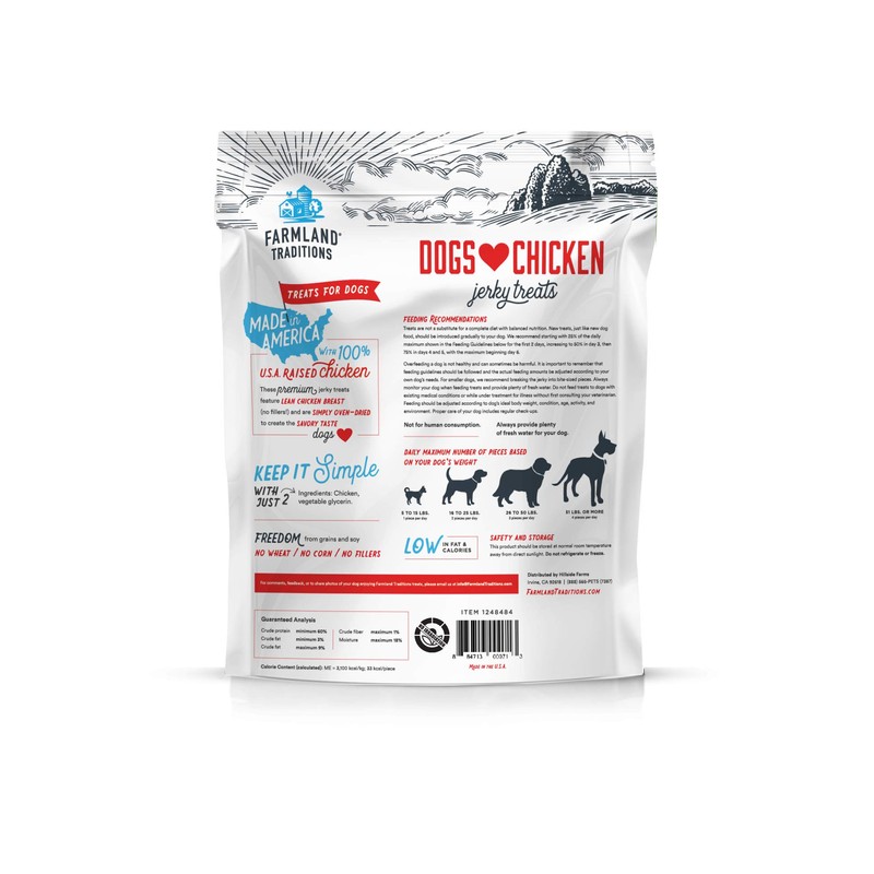 Farmland Traditions Dogs Love Chicken Jerky Dog Treats, Premium Two-Ingredient