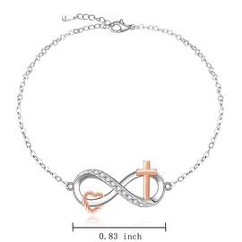 Infinity Anklet Heart Cross Infinity Ankle Bracelets for Women Sterling Silver Summer Beach Endless Love Anklets Jewelry Adjustable Wife Mothers Day Gifts