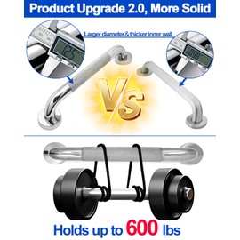 2 Pack 16 Inch Shower Grab Bar, Grab Bars for Bathtubs and Showers, Stainless Steel Anti-Slip Shower Safety Bars for Seniors, Shower Handle Handicap Grab Bars for Wall Bathroom, Hand Rail