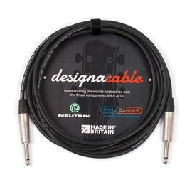 designacable.com 5m - Black Unbalanced Straight Jack Guitar Lead - Handmade in the UK using Van Damme XKE instrument cable & Neutrik NP2X 1/4" Mono Jacks.