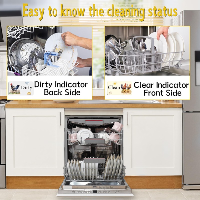 Dishwasher Magnet Clean Dirty Sign - Cosmisun Chicken Clean Dirty