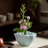 Lotus Shaped Flower Arrangement Vase Ceramic Flower Pot (Light Cyan)