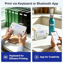 SUPVAN Máquina etiquetadora Bluetooth E12, compatible con teclado y aplicación con más de 30 fuentes y más de 660 iconos, etiquetadora recargable sin 