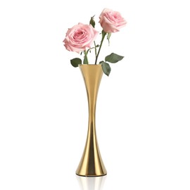 Stainless Steel Flower Vase, Decorative Vases, Round Mouth Dried Flower Vases, Artistic Small Bud Flower Vase Ornament for Living Room Table European Style Small Lightweight Luxury Vase Table Top Vase