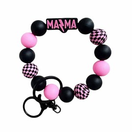 Lemua Mom Keychain Wristlet Hot Pink Mom Gifts for Women Mother's Day Gift for Mama