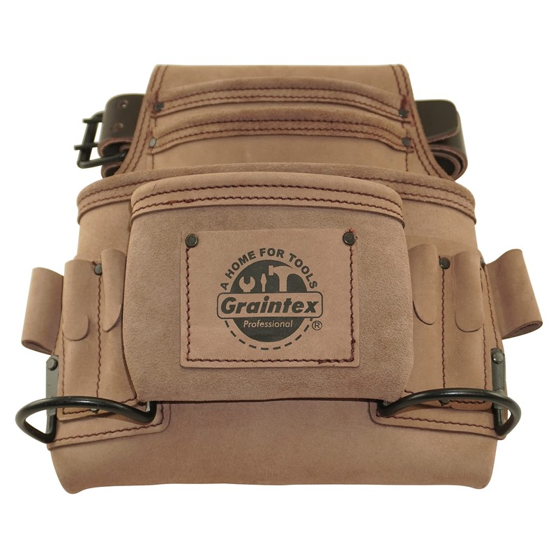 Graintex ST2140 10 Pocket Nail & Tool Pouch Top Grain