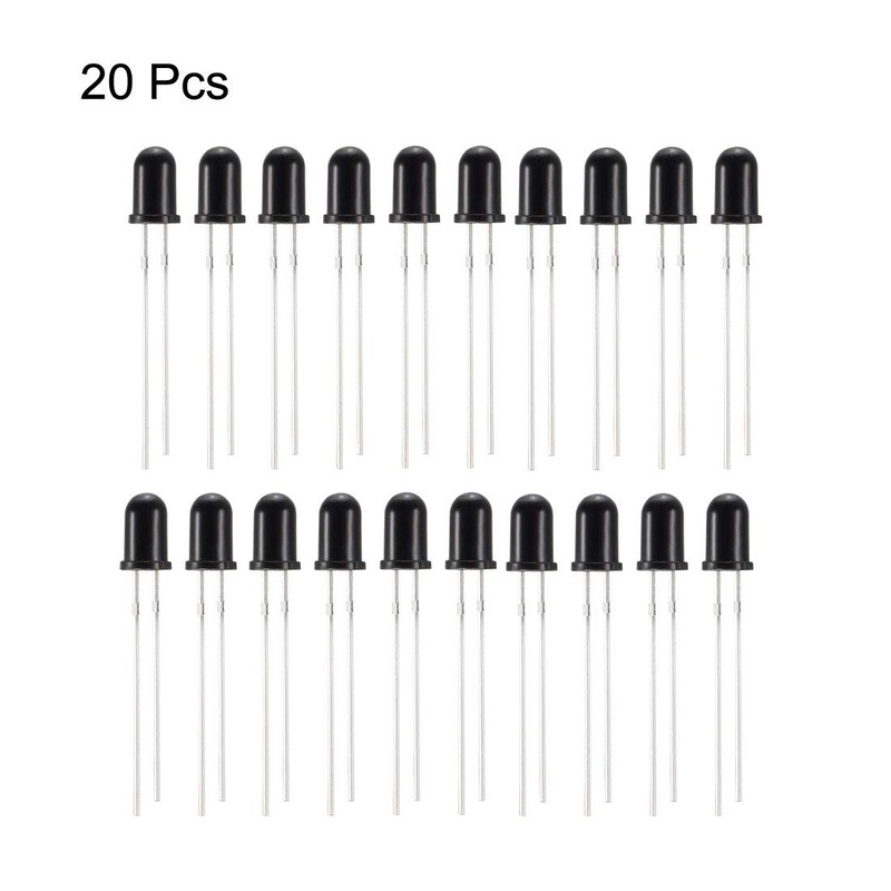 uxcell 20pcs Photosensitive Diode Photodiodes Light Sensitive Sensors,5mm Black Round