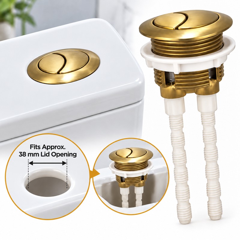 38mm Brushed Gold Dual Flush Toilet Cistern Button – ABS