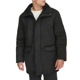 Dockers Men's Faux Shearling Walking Coat, Black