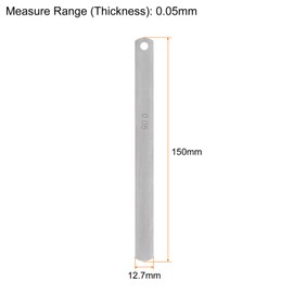 sourcing map Mn Steel Sensor Gauge 0.05 mm Thickness 150 mm Length Metric Filler Thickness Measuring Gap Column Gauge Single Blade Pack of 5