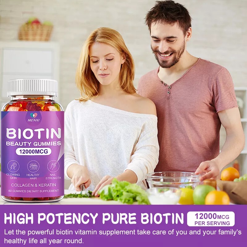 Organic Biotin Collagen Gummies Hair Skin Nails Joints Vitamins Immune