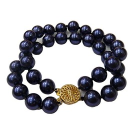 2-strand sea shell pearl bracelet - blue sea shell pearl bracelet for woman 8 inch 8mm dmb0055-20