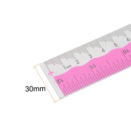 HARFINGTON Straight Ruler 12 Inch Metric English System Aluminum Alloy Ruler with Small Hole Measuring Tool for Children Study Classroom Office, Hot Pink