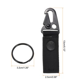 [PATIKIL] Belt Keeper Key Ring for Outdoor Camping 3pcs Nylon Webbing Strap Hanging Gear Buckle Black
