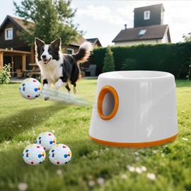 Abdtech Automatic Ball Launcher for Dogs - Dog Ball Thrower Launcher with 3 Etpu Sphere, 3 Adjustable Distances (20ft/33ft/46ft), Interactive Thrower Machine, Mental Stimulation Dog Toys