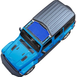 Coverspec JT JL Top Sun Shade Roof Compatible with Jeep Wrangler and Gladiator 2 or 4 Door 2018 to 2023 Sunshade Sunroof Blocks UV Wind Noise Blue Mesh for Front