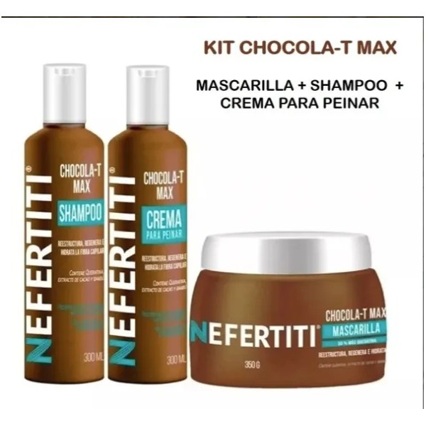 Nefertiti Kit Chocolat Max Shampoo +mascarilla +crema Peinar