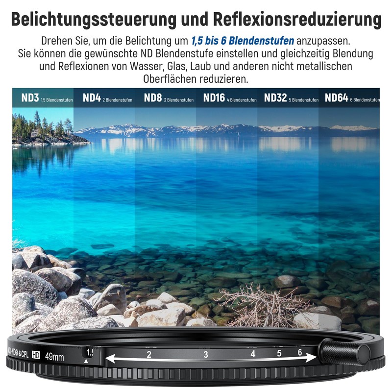 NEEWER 49 mm True Colour Variable ND and CPL Filter