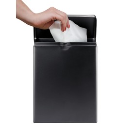 Alpine Sanitary Napkin Receptacle – Wall Mounted Tampon Holder For Bathroom Provides Clean & Odor-Free Restroom for Home, Office & Public Restrooms (Black)