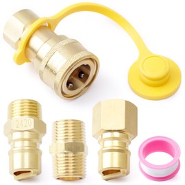 Mhrxusd 1/2" QDD LP Natural Gas Quick Connect Fittings Kit, Solid Brass Female and Male Propane Hose Quick Connect/Disconnect Plug Set with Dust Cover