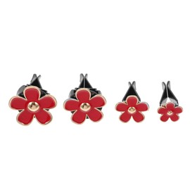 Mobestech 4Pcs Car Air Freshener Clips Car Vent Clips Auto Air Vent Clips Flowers Clips Car Interior Decorations (Red)